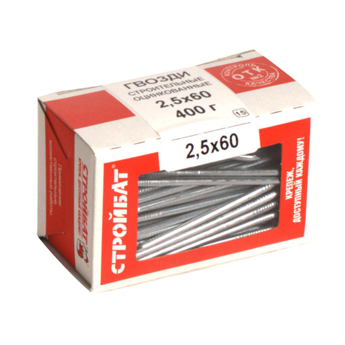 ГВОЗДИ СТРОЙБАТ СТРОИТЕЛЬНЫЙ ОЦИНК 2,5Х60ММ 400Г