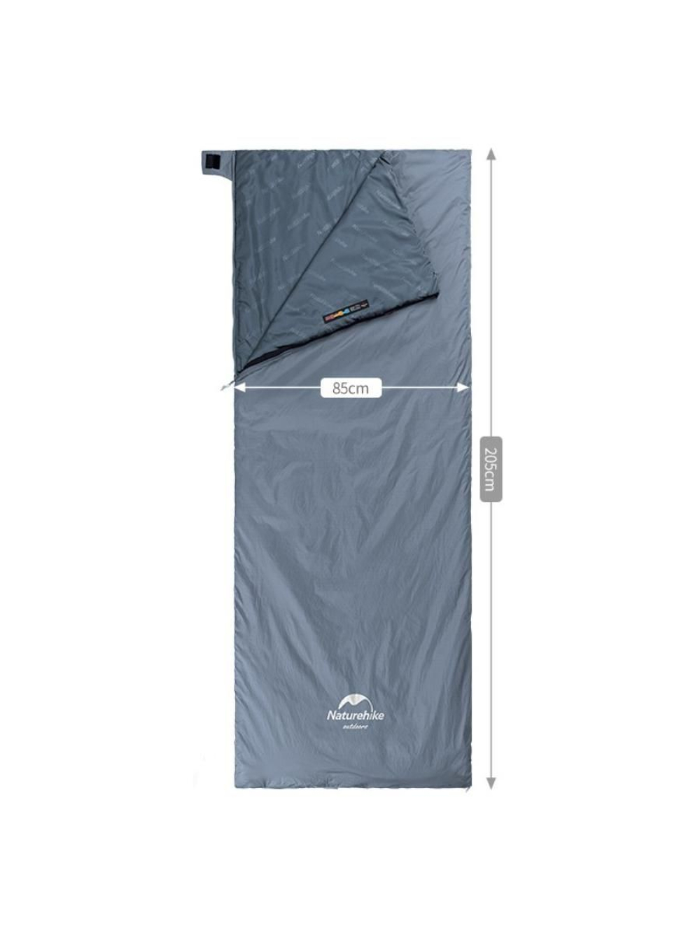 Спальный мешок Naturehike ультралёгкий тип конверт LW180 лето голубой, молния слева, Size XL, 6927595777978L
