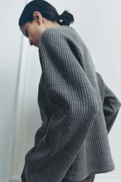 ZARA МЯГКИЙ СВИТЕР, СЕРЫЙ