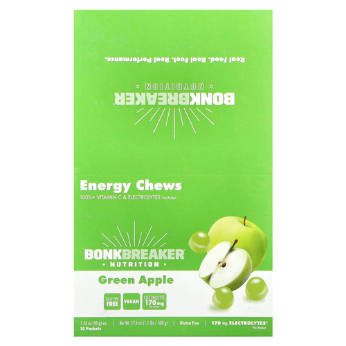 Bonk Breaker, Energy Chews, зеленые яблоки, 10 пакетиков по 50 г (1,76 унции)
