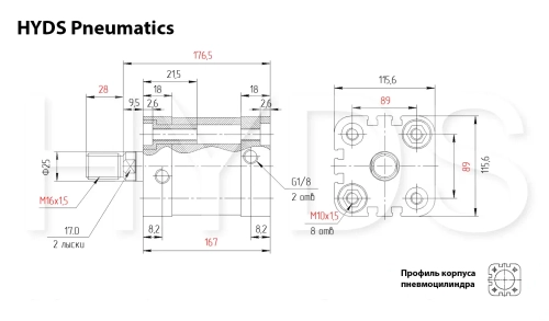 ADN-100-100-A-P-A Пневмоцилиндр