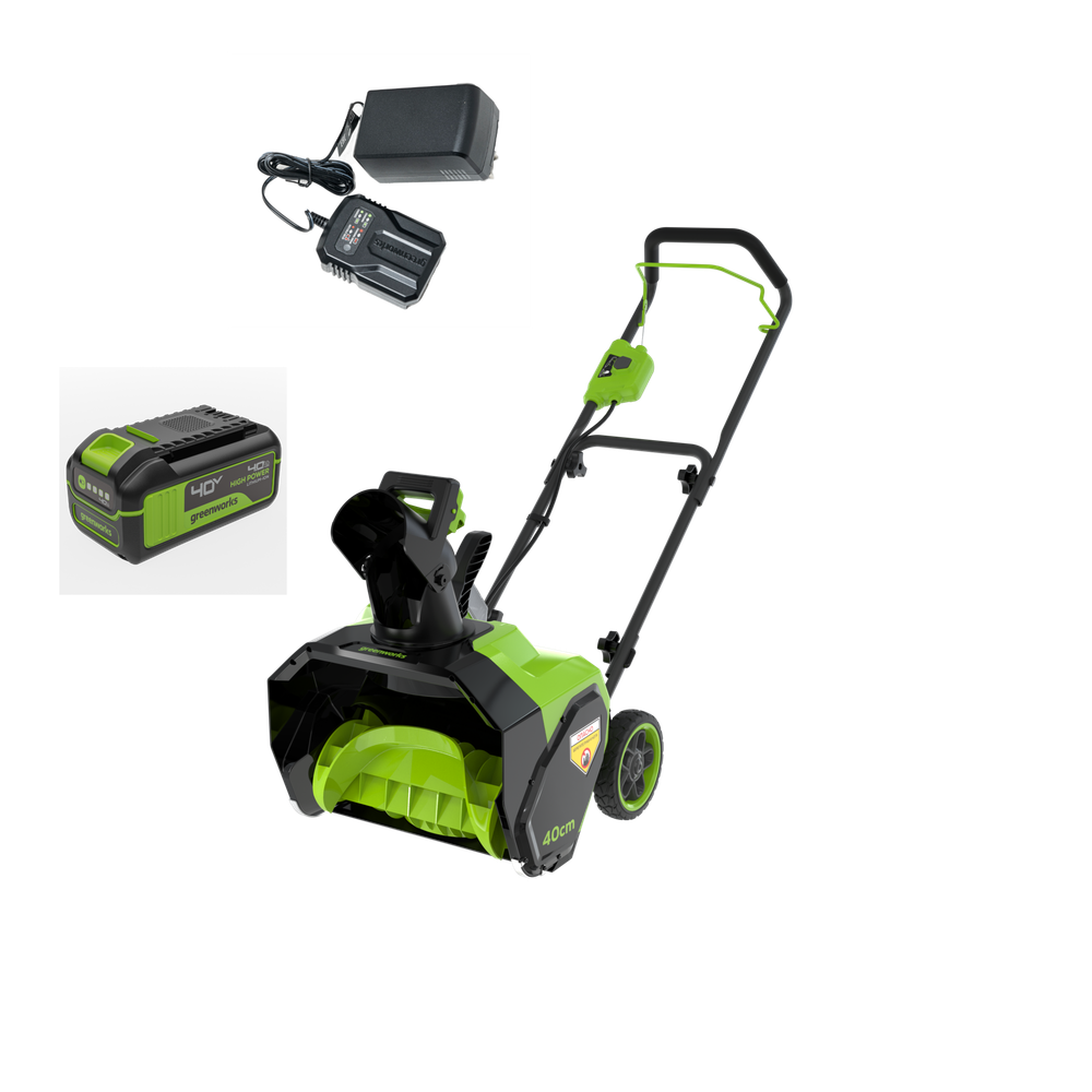 Снегоуборщик аккумуляторный Greenworks G40ST40, 40V, 40 см, с 1хАКБ 4 Ач и ЗУ (2603607UB)