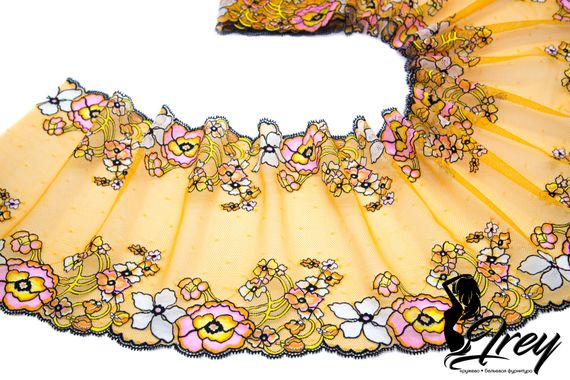 03-187 Кружево эластичное 22 см, оранжевый микс