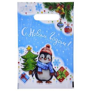 Пакет новогодний прорубная ручка Россия 20*30 см 30 мкм ПВД Лёлик  10 шт/уп 2 000 шт/кор