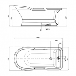 Ванна Migliore Impero Podium 25811 180x87хH76 см. белая, подиум белый бронза схема