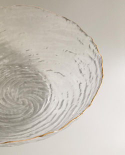 ZARA HOME СТЕКЛЯННАЯ САЛАТНИЦА С ЗОЛОТОЙ КАЙМОЙ, ПРОЗРАЧНЫЙ