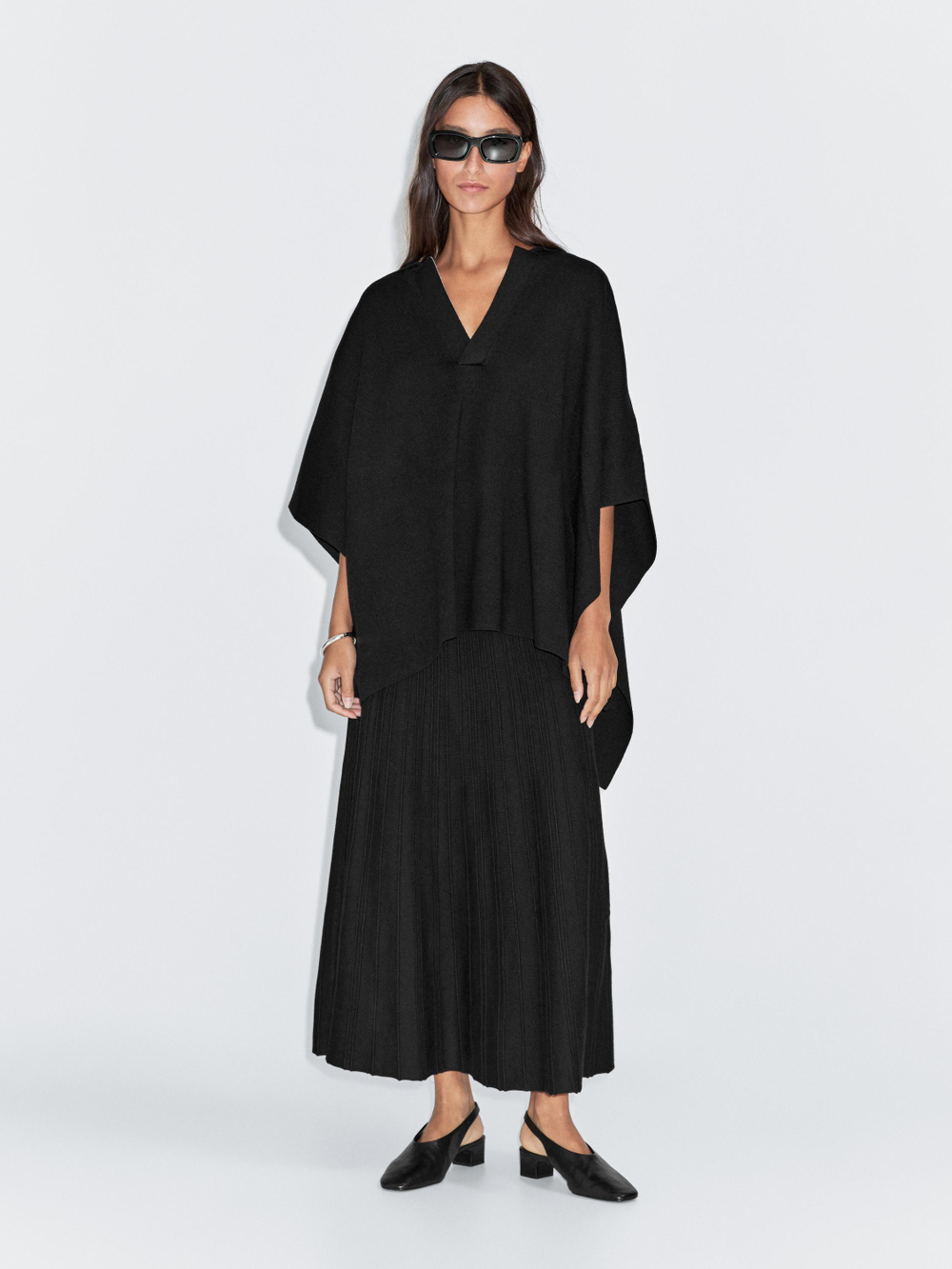 Massimo Dutti Длинная трикотажная юбка с воланом, черный