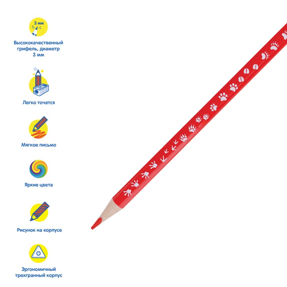 Карандаши цветные Мульти-Пульти "Енот-следопыт", 18цв., трехгр.,рисунок на корпусе, заточен., картон