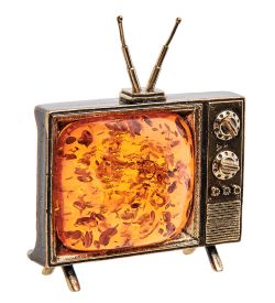 AM-3193 Фигурка «Телевизор» (латунь, янтарь)