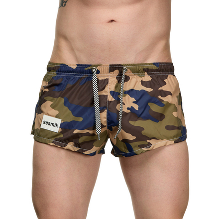 Мужские шорты коричневые с камуфляжным принтом Sesmik ALEX MILITARY BROWN-BLUE