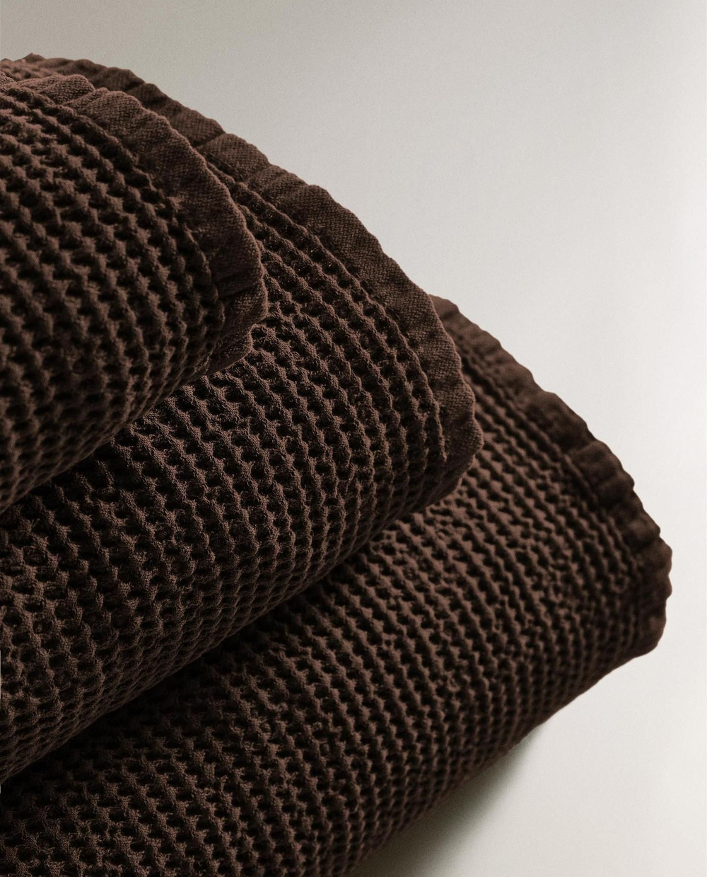 Zara Home - Мини вафельное банное полотенце, коричневый, 50х90 см