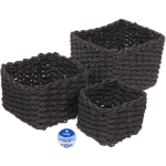 Корзинки интерьерные для хранения 3шт в наборе «ФРАТТО», цвет черный, 13*10/17*12/20*14см (лейбл)