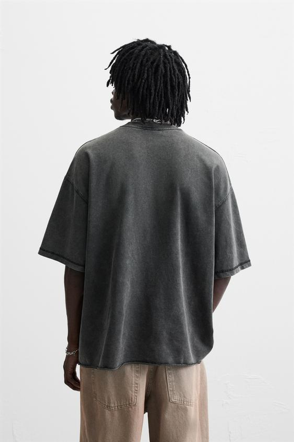 ZARA ТОЛСТОВКА RELAXED FIT С ЭФФЕКТОМ ПОТЕРТОСТИ, ТЕМНЫЙ АНТРАЦИТ