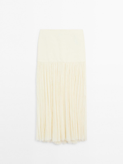 Massimo Dutti Длинная юбка-кушак из смеси шелка, натуральный