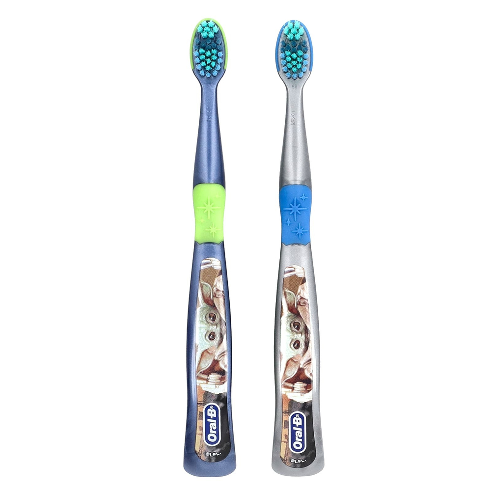 Oral-B, зубные щетки, «Звездные войны», «Мандалорец», очень мягкие, для детей от 3 лет, 2 шт.