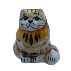 Фигурка Кот лохматый сидячий цветная гжель