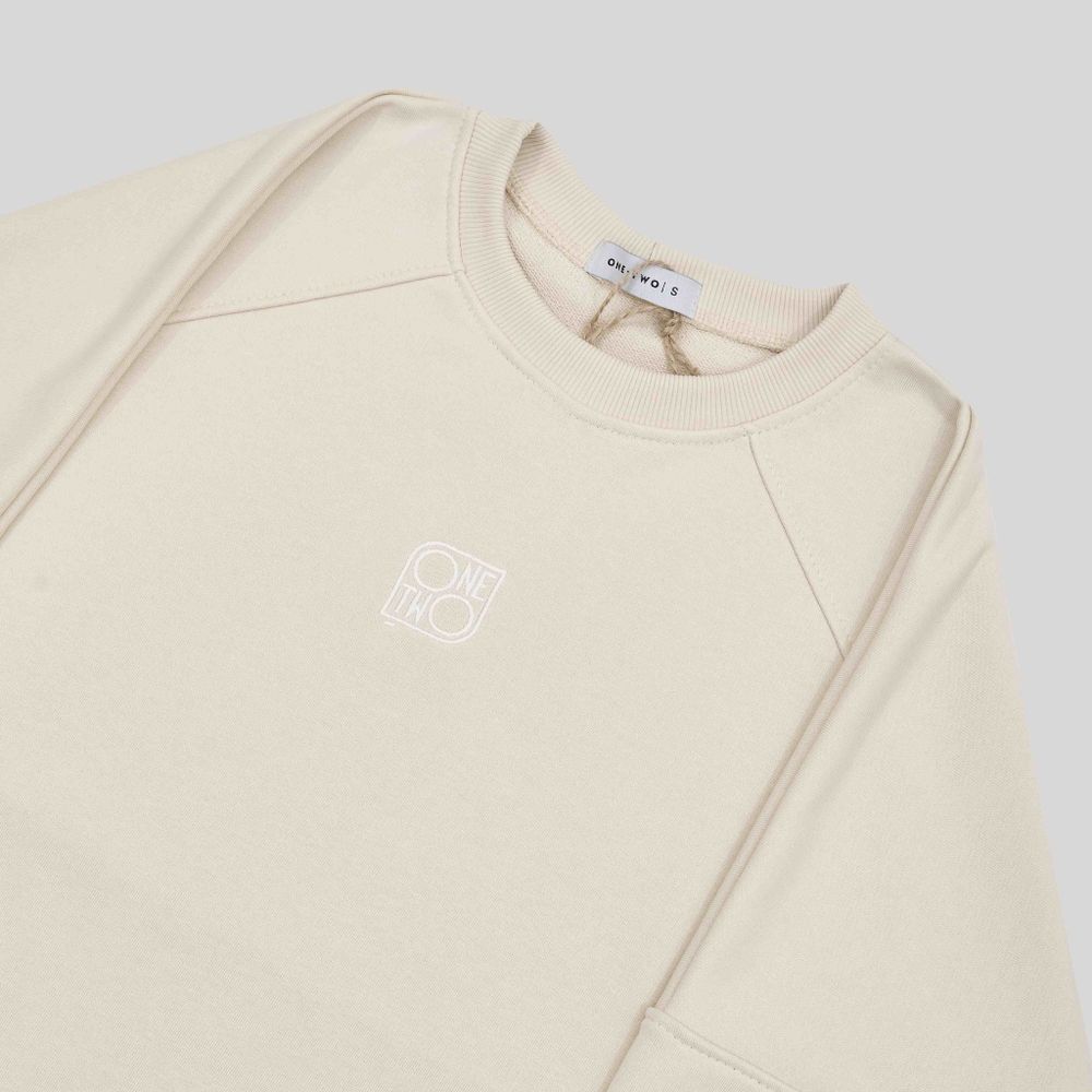 Купить Толстовка One Two Raglan Sweatshirt Logo Turtledove бежевая Толстовка One Two Raglan Sweatshirt Logo Turtledove бежевая