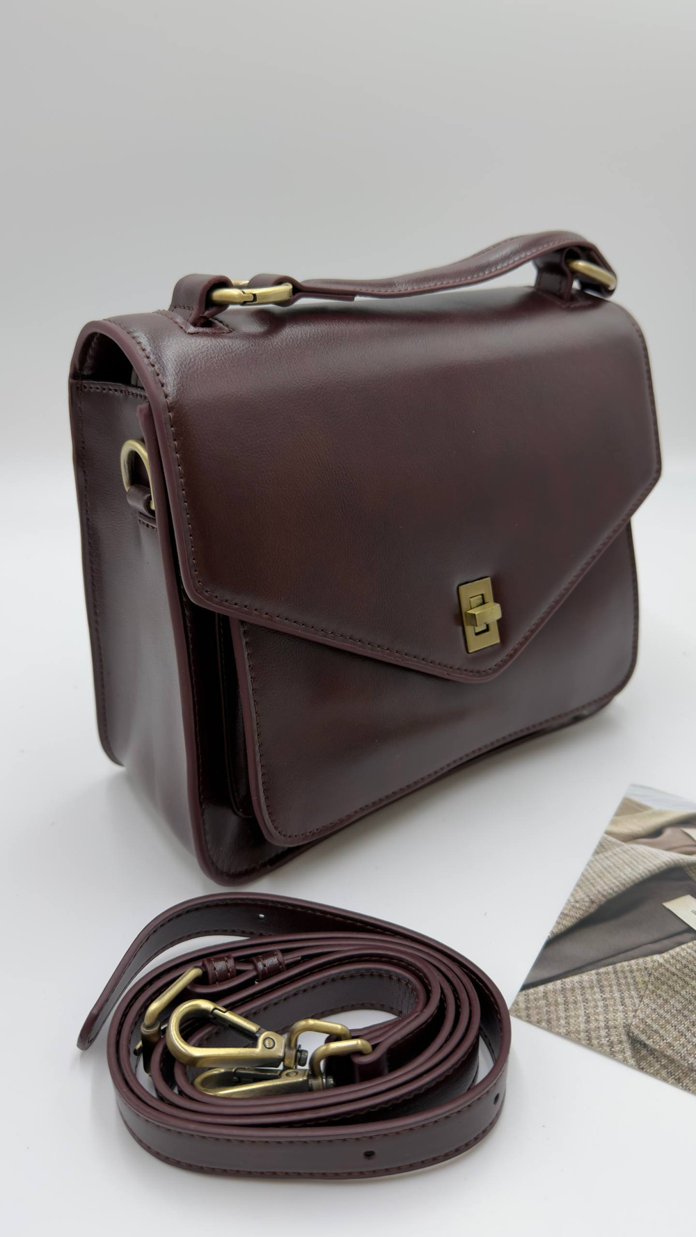 Сумка женская натуральная кожа артикул 066-3 цвет "коричнево-бордовый"