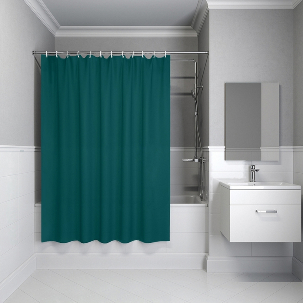 Штора для ванной полиэтилен IDDIS P04PE18i11 Promo  180*200 тёмно-зелёная  c кольцами