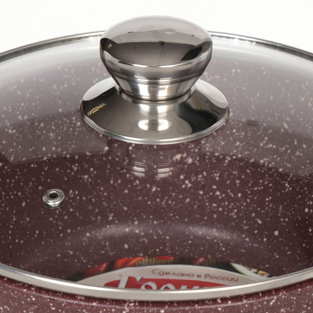 Кастрюля алюминий, антиприг, 3 л, с крыш, Горница, к2433аш, корич