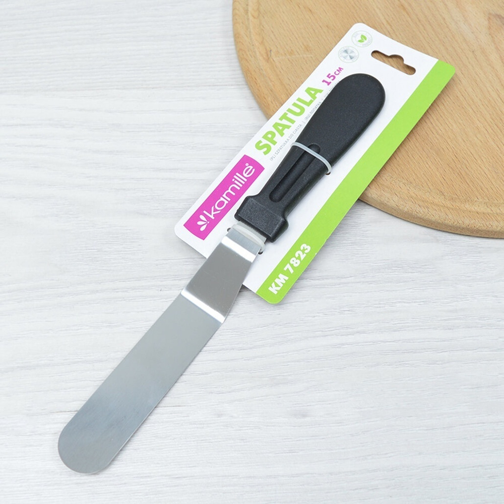 Лопатка-шпатель кондитерский 15см нерж с пластиковой ручкой, 7823