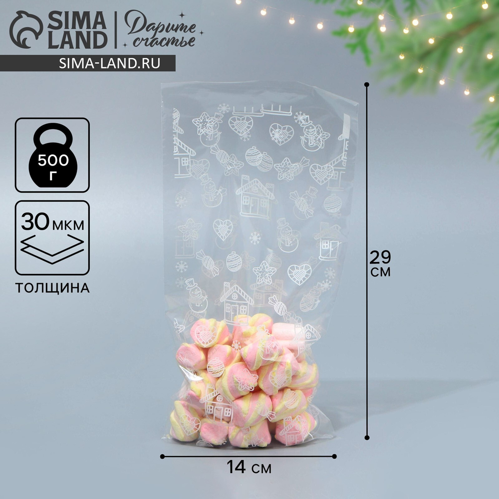 Пакет подарочный новогодний пропиленовый «Домик», 14 х 29 см, 9716085