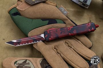 Нож Microtech Ultratech Red Camo Cerakote T/E Tanto Serrated 123-3RCS