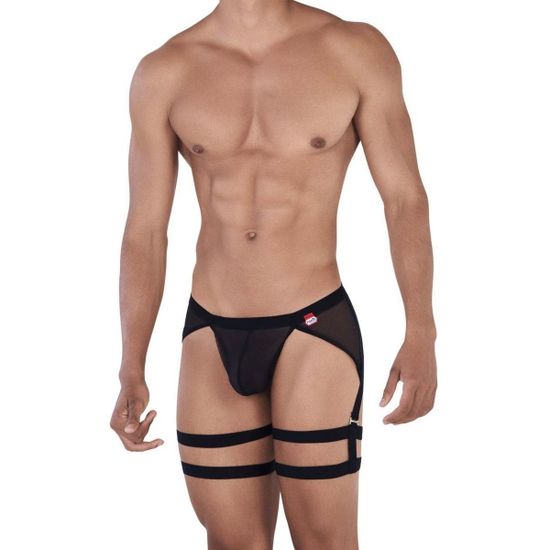 Мужские трусы тонги черные Pikante REBEL THONG GARTER BELT 034511