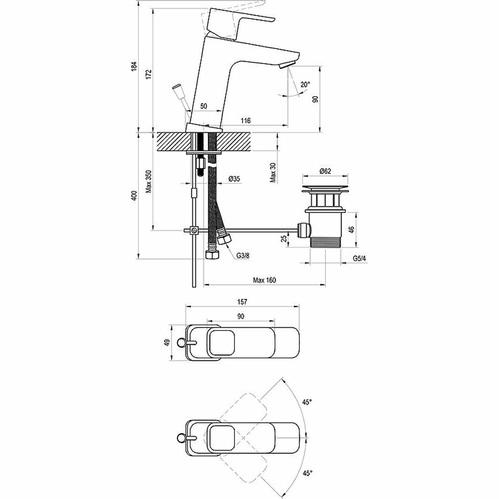 Смеситель для раковины Ravak 10° TD 013.00 X070061 Хром