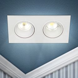 Встраиваемый светильник декоративный ЭРА KL90-2 WH MR16/GU5.3 белый, пластиковый | Декоративные встраиваемые светильники