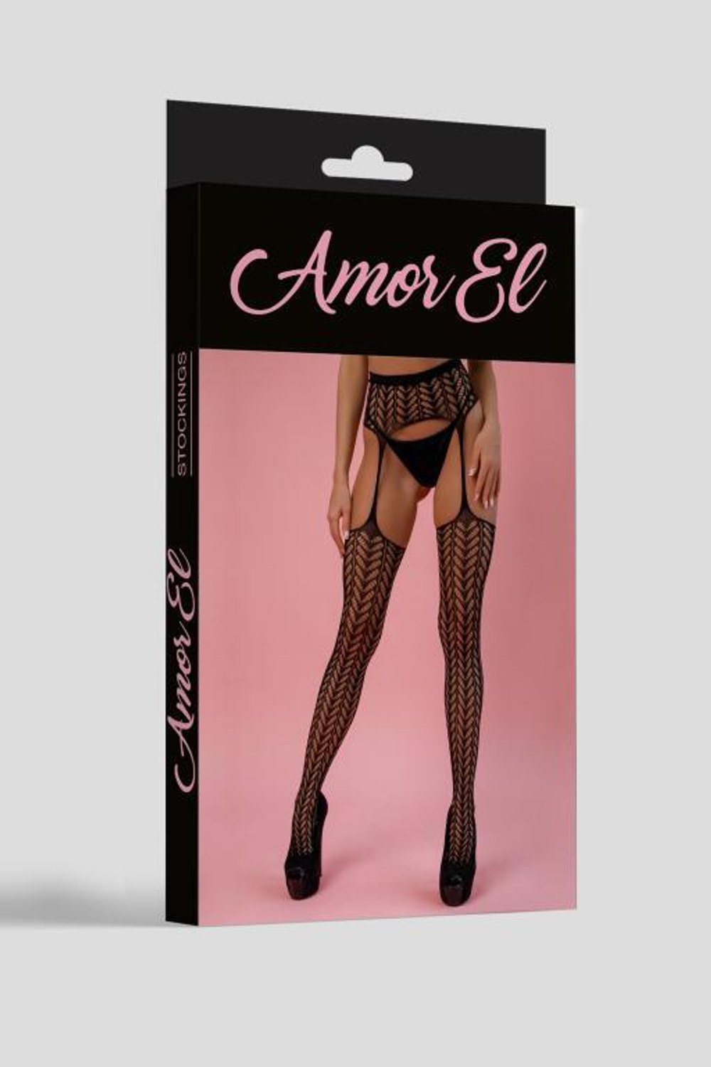 Эффектные чулки с поясом (Размер: S-M-L) (Цвет: черный)