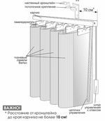 Вертикальные тюлевые жалюзи "Вальс" с карнизом Стандарт без декоративной планки, ткань коллекции Шуберт, цвет 9511 молочный
