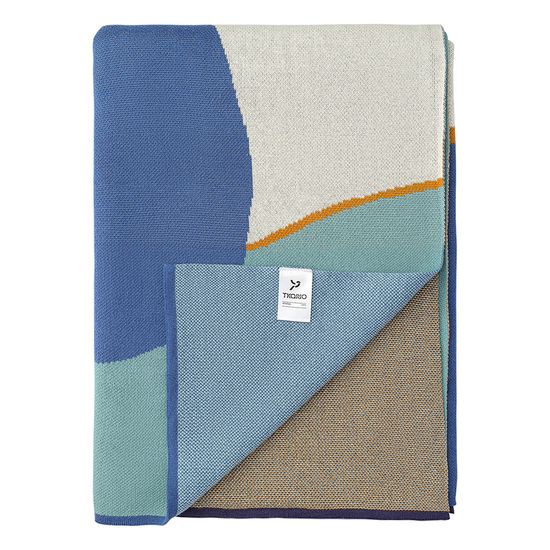 Плед из хлопка с авторским принтом синего цвета из коллекции freak fruit, 130х180 см