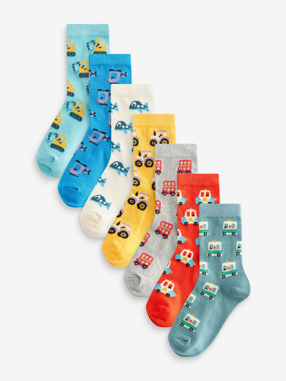 Носки хлопковые для мальчика Next 118-837, 7 шт., Синий, Желтый, Серый