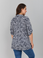 Блузка БЛ-131/синий-полосаквадрат