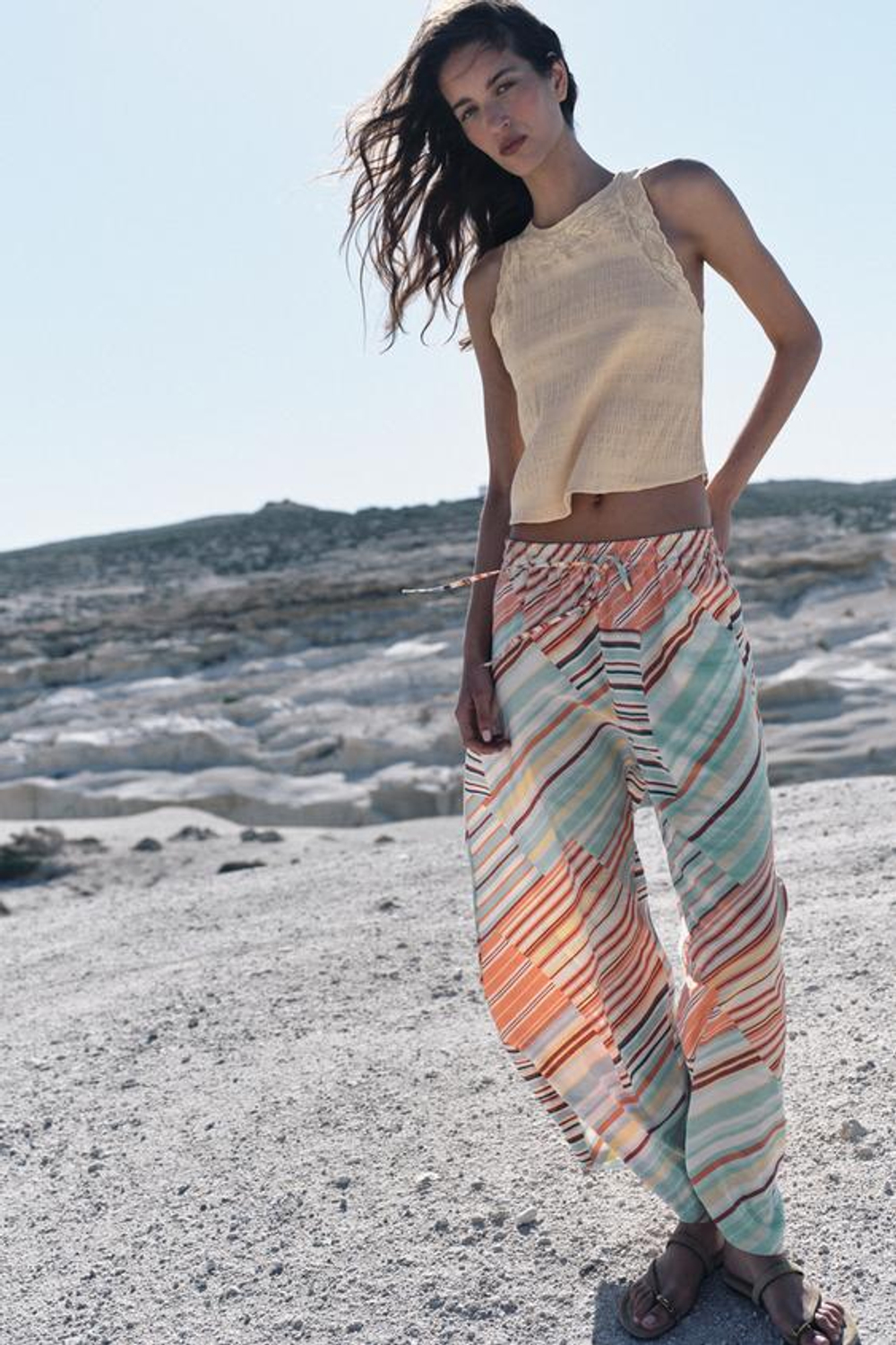 ZARA ШИРОКИЕ БРЮКИ В ПОЛОСКУ, ПОЛОСКИ
