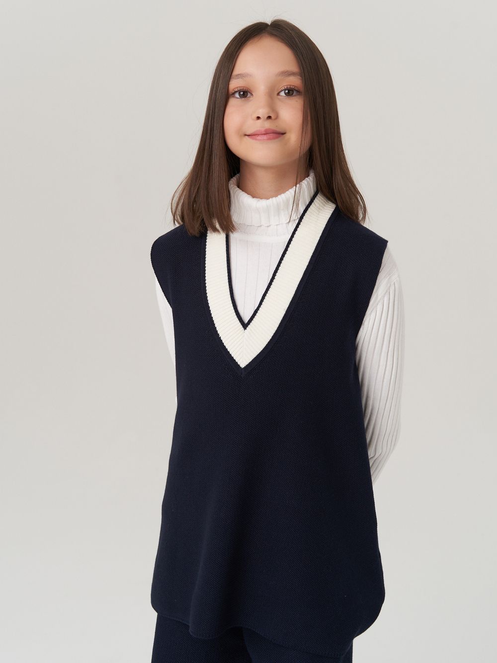 Жилетка в школу для девочки AT973 синий