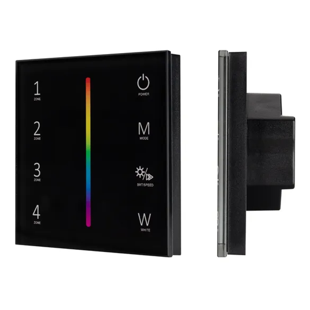 Панель Sens SMART-P30-RGBW Black (230V, 4 зоны, 2.4G) (Arlight, IP20 Пластик, 5 лет) 027104