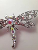 Брошь "Стрекоза со стразами серебро"