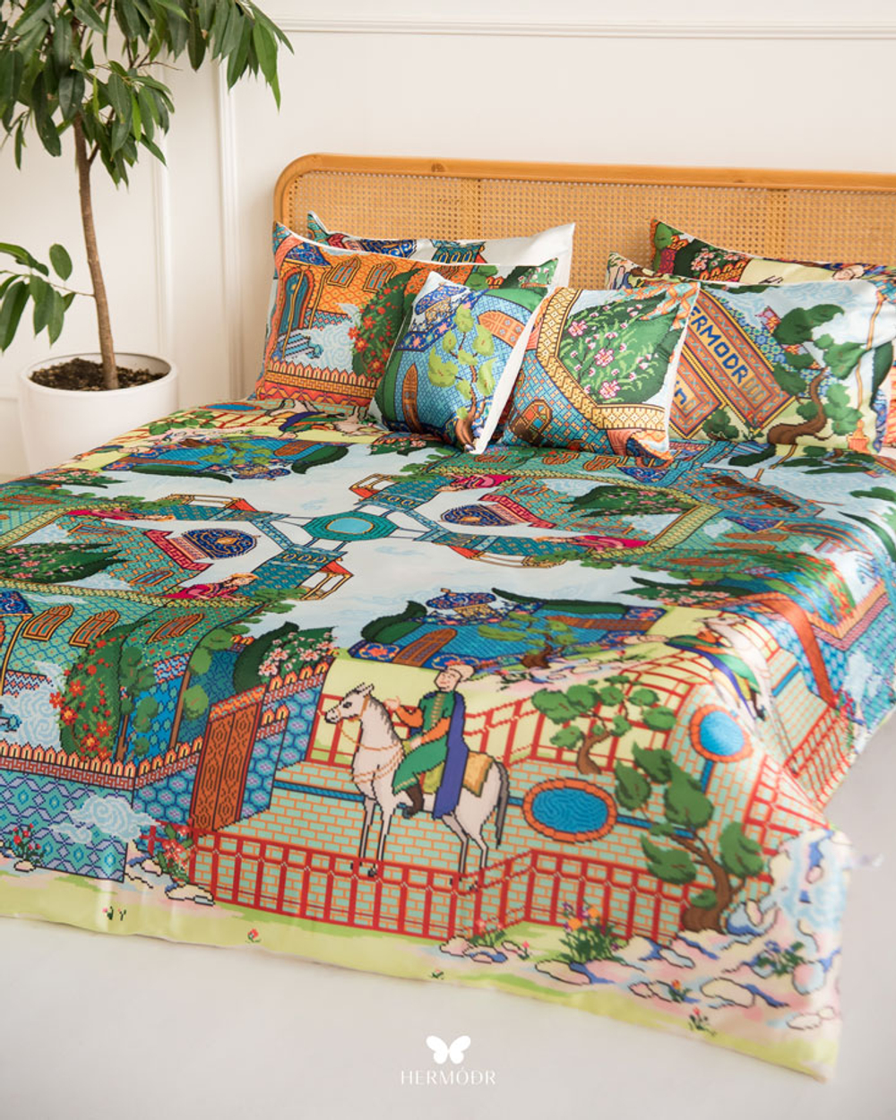 Комплект постельного белья двуспальный Shirin Cover Hermodr 8 предметов 130220303 Иран