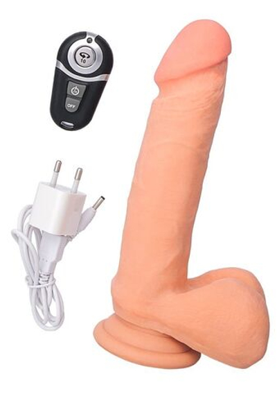 Перезаряжаемый вибратор-реалистик REALSTICK ELITE VIBRO с пультом ДУ - 20 см. (Цвет: телесный)