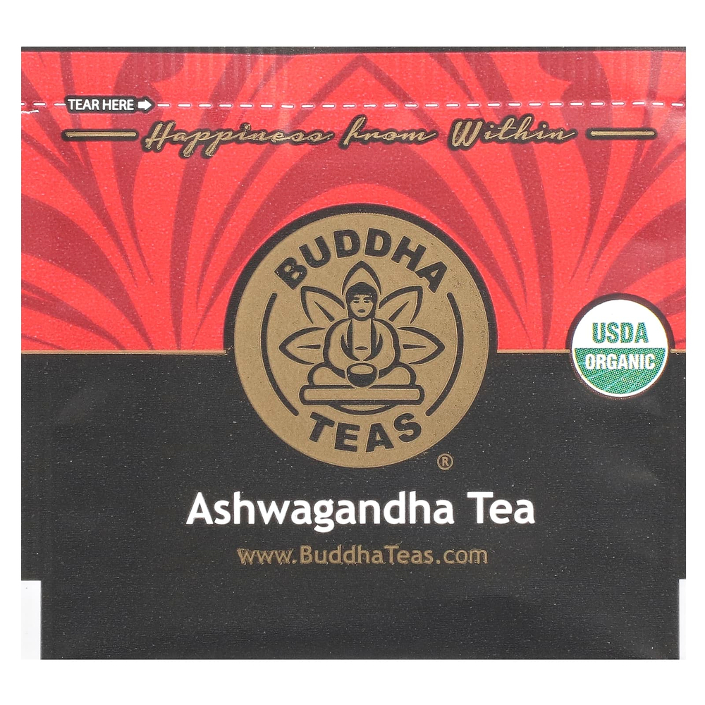 Buddha Teas, органический травяной чай, ашваганда, 18 чайных пакетиков, 36 г (1,27 унции)