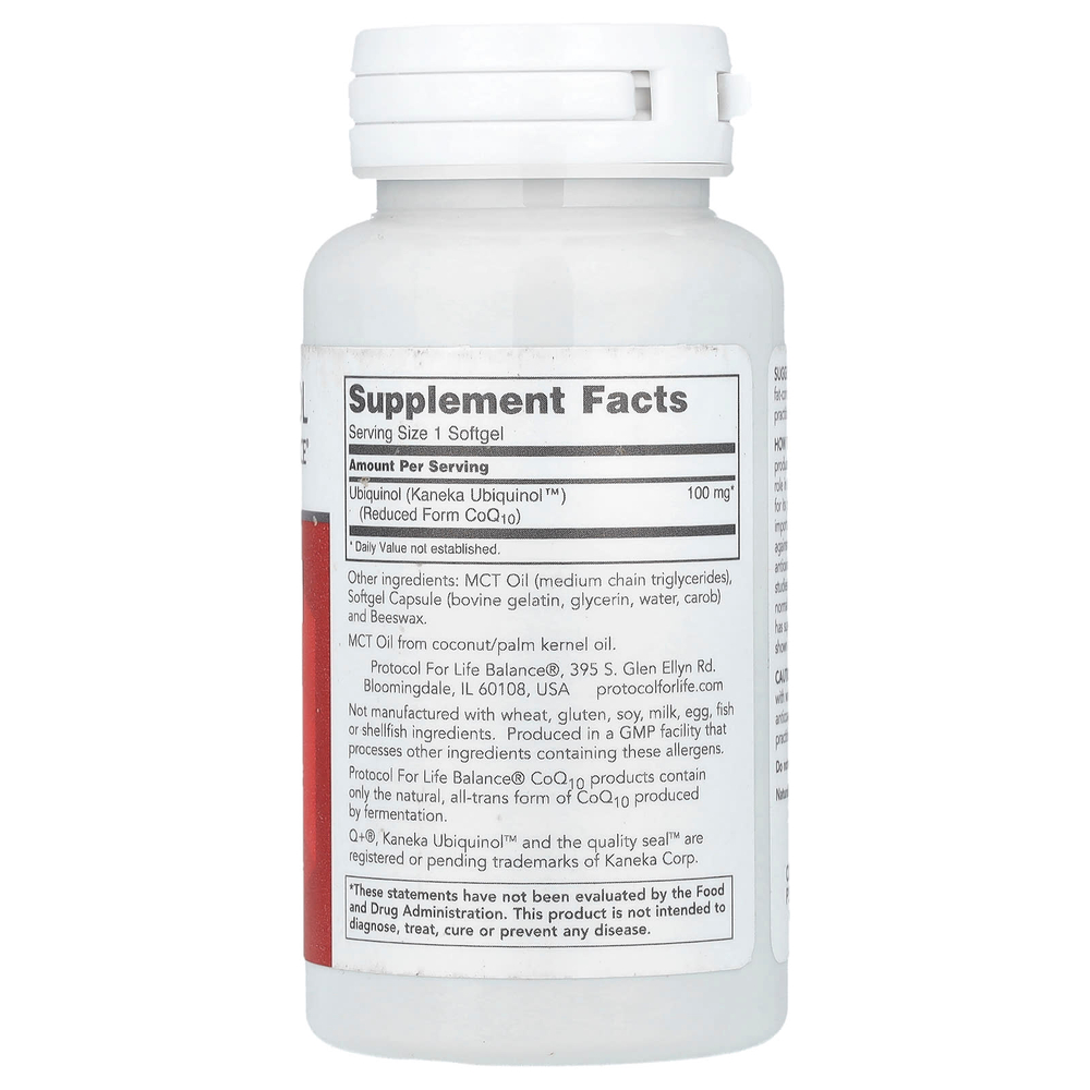 Protocol for Life Balance, Убихинол, 100 мг, 60 мягких таблеток
