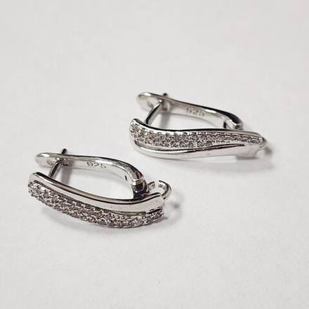 Ювелирные швензы, родий, фианиты, английский замок, люкс фурнитура