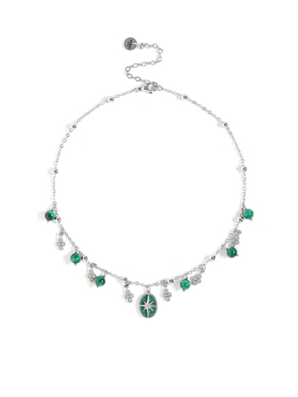 Чокер "Oval Green Star Malachite" Silver