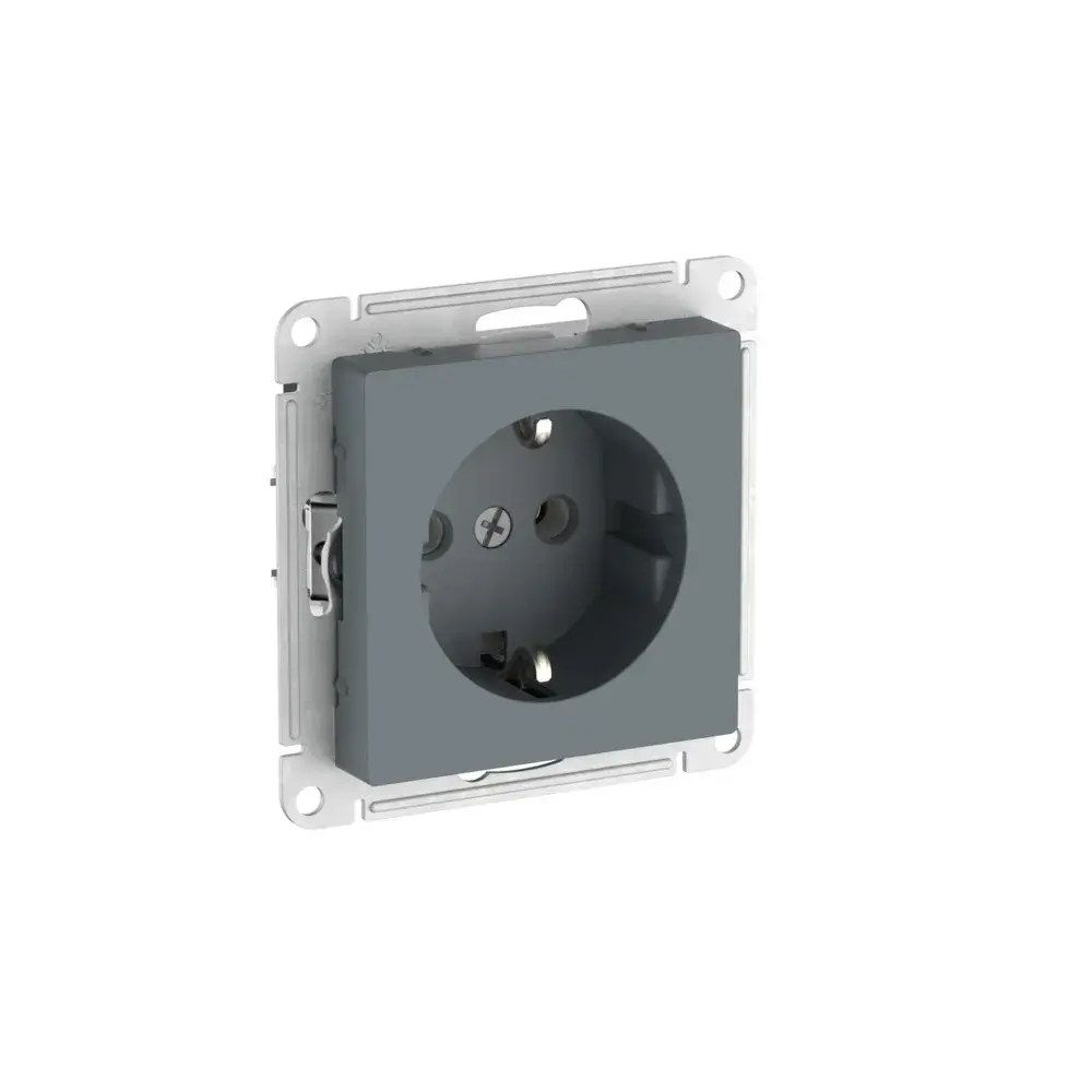 ATLASDESIGN РОЗЕТКА с заземлением без шторок, 16А, мех., быстрозажим. клем., ГРИФЕЛЬ