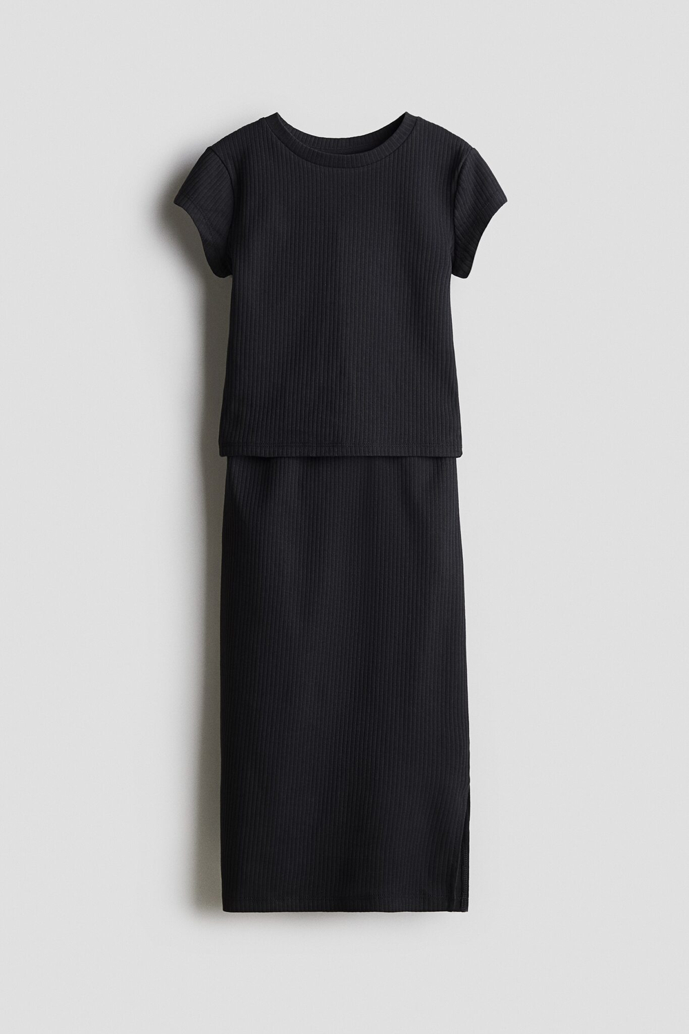 H&M Комплект из эластичного трикотажного топа и юбки, черный