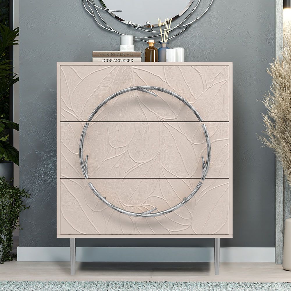 Комод Арт Колор leaves с 3-мя ящиками Стайл Сильвер Серый агат