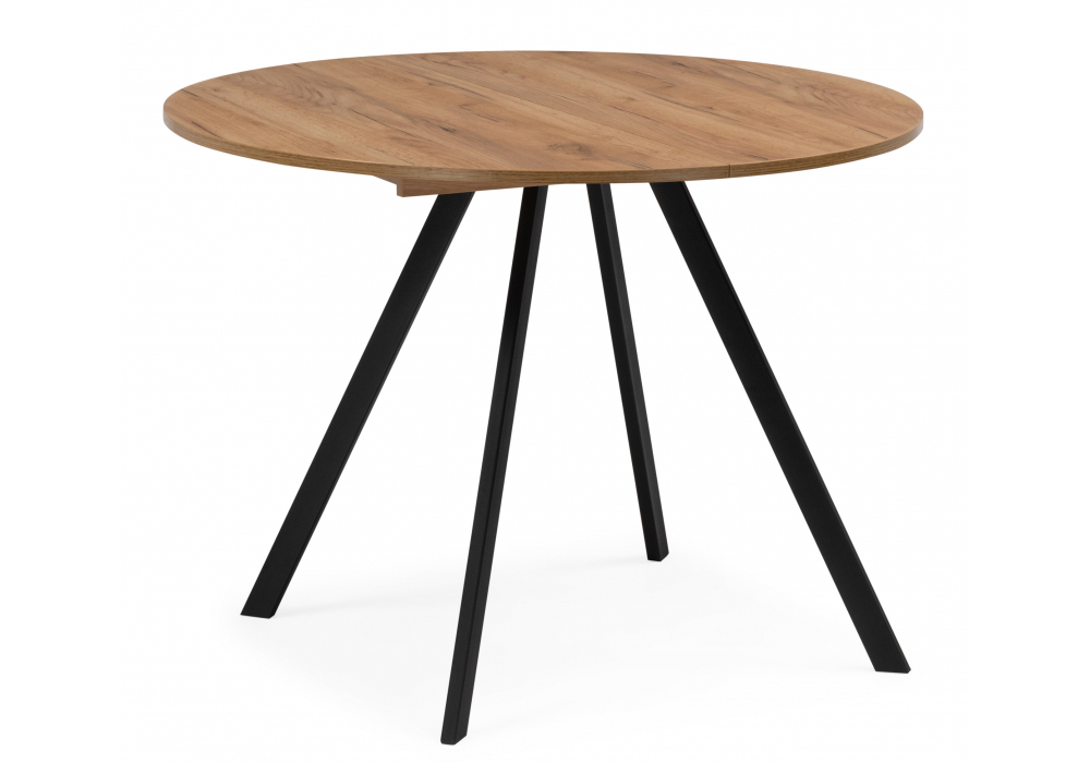 Стол деревянный Woodville Курт 90, 130 дуб крафт золотой, черный матовый, ножки черные