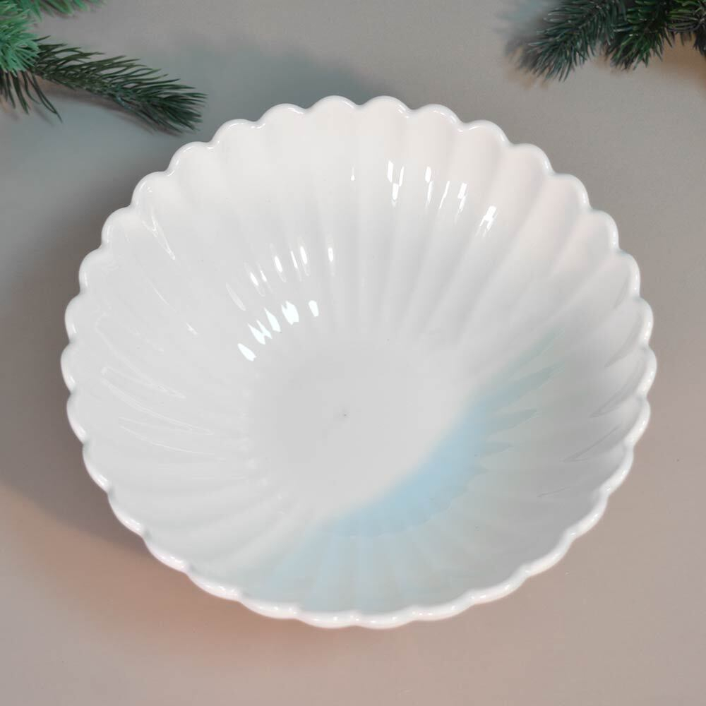 Салатник 19*19*7см Без деколи, форма ребристая, волнистый край, 7123